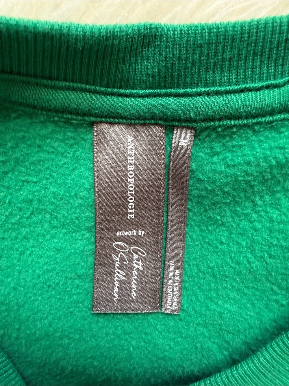 Anthropologie Catherine O'Sullivan The Zodiac LEO Green Sweatshirt Size M - Picture 5 of 9